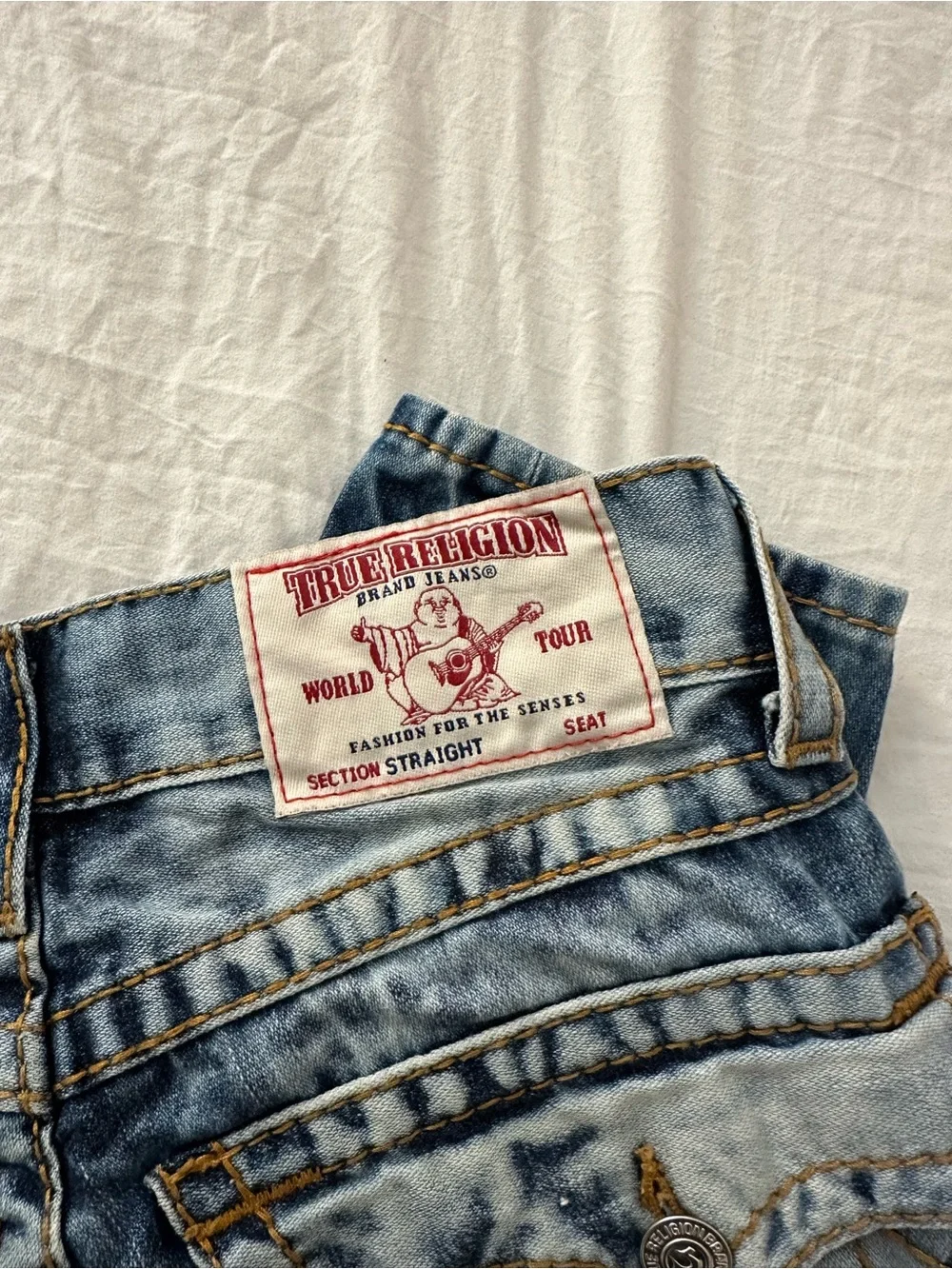 True Religion Men’s Light Blue Washed Slim Straight Jeans